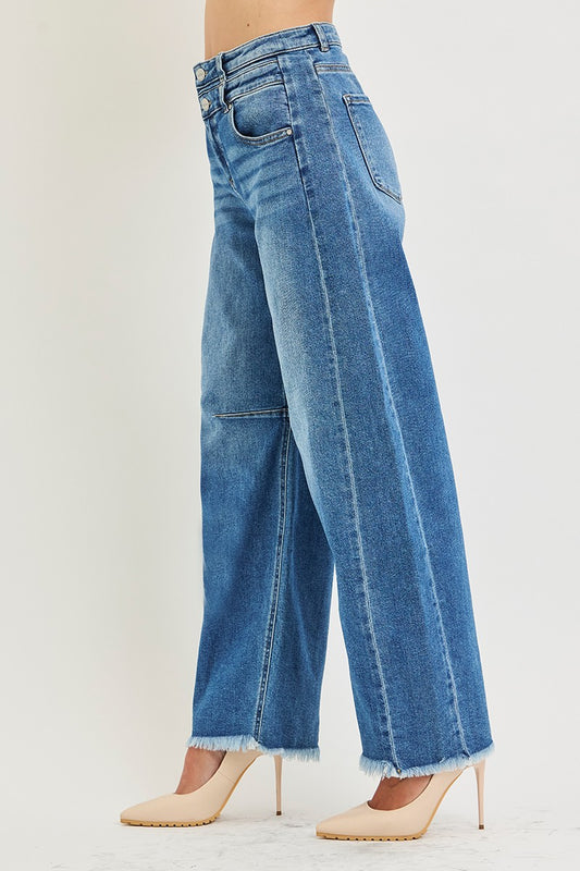 Medium Slouchy Barrel Double Waistband Detail Jeans