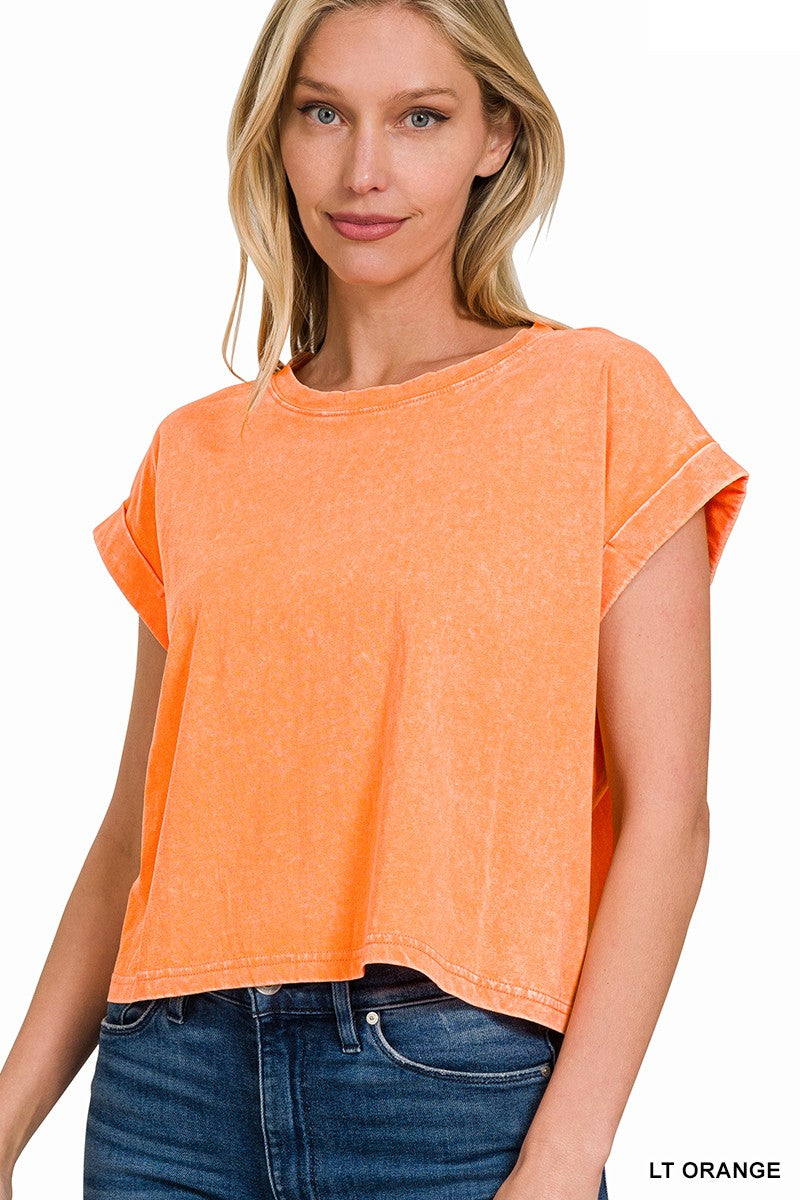 Cropped Mineral Washed T-Shirt