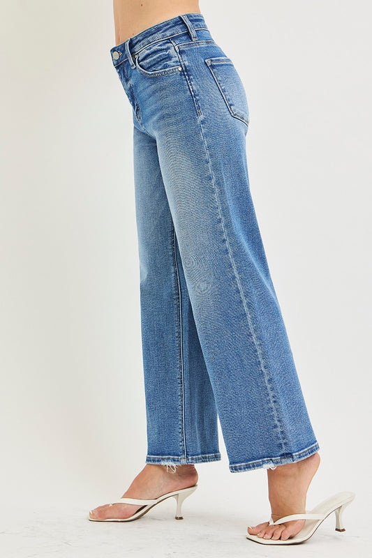 High Rise Cropped Wide Jeans
