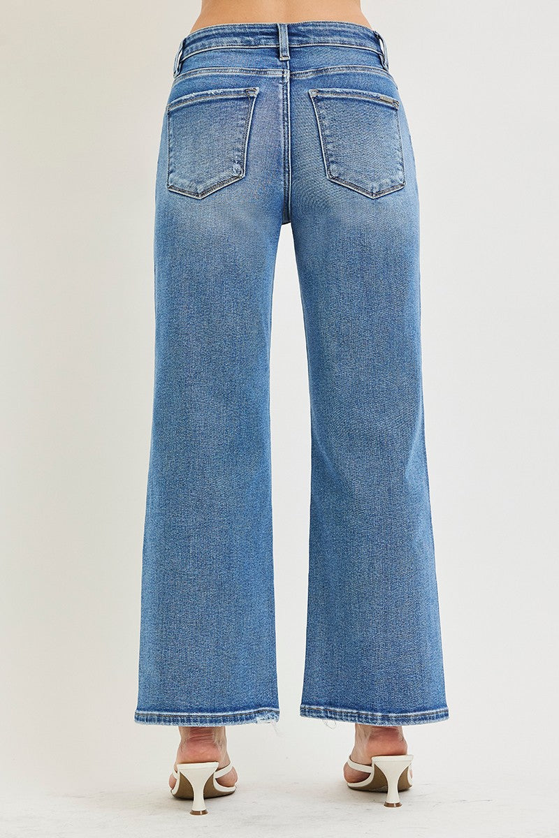 High Rise Cropped Wide Jeans