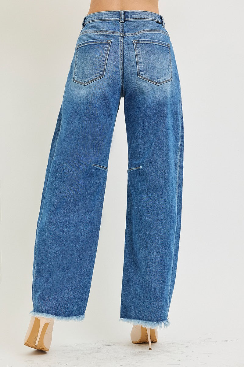 Medium Slouchy Barrel Double Waistband Detail Jeans