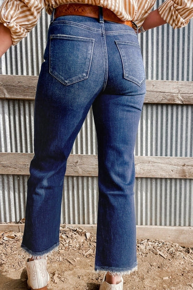 Sail Blue Mineral Wash Raw Hen High Waisted