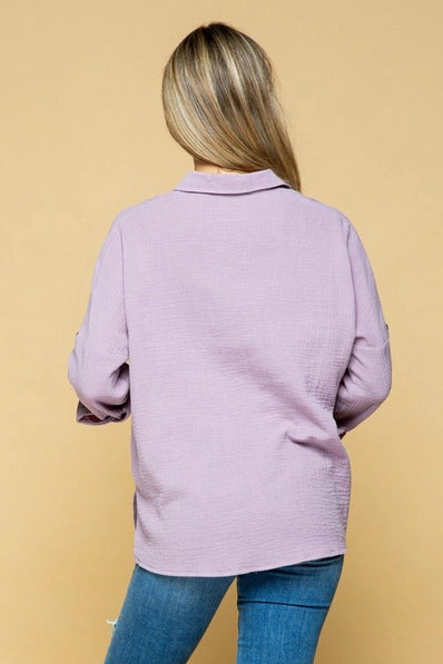 Rugged Button Down Long Sleeve Top