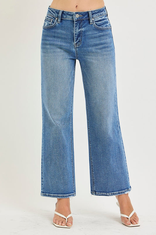 High Rise Cropped Wide Jeans